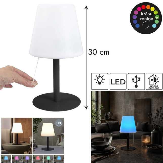 Uzlādējama LED galda lampa iekštelpām/ārtelpām H30 cm