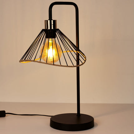 Industriāla galda lampa ar metāla abažūru – melna, 47 cm