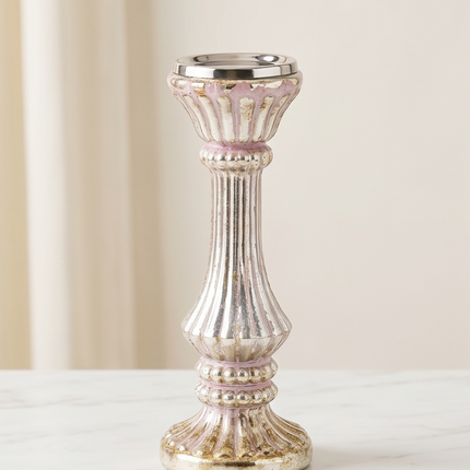 Stikla svečturis ar vintage efektu – elegants interjera dekors (31 cm)