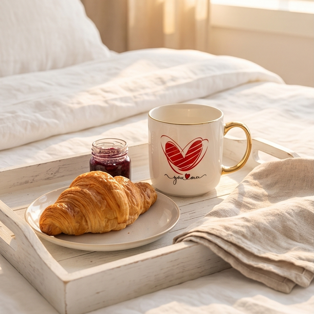 Porcelāna krūze “You ♥ Me” ar zelta rokturi