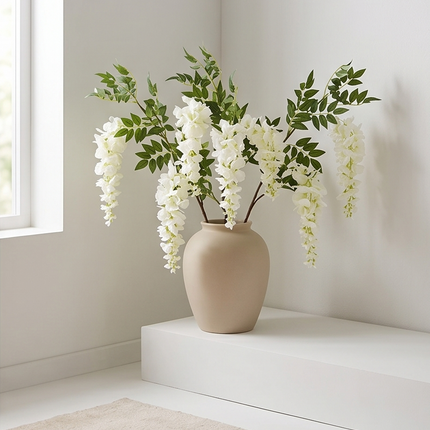 Mākslīgais glicīnijas zars baltā tonī 85cm