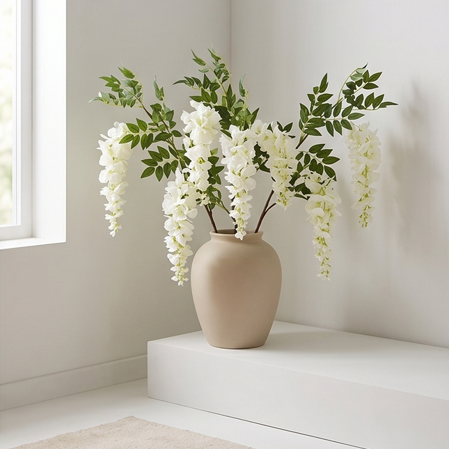 Mākslīgais glicīnijas zars baltā tonī 85cm