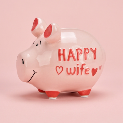 Keramikas krājkase – cūciņa “Happy Wife”, rozā