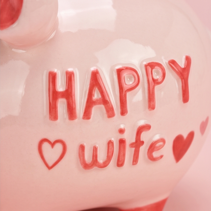 Keramikas krājkase – cūciņa “Happy Wife”, rozā