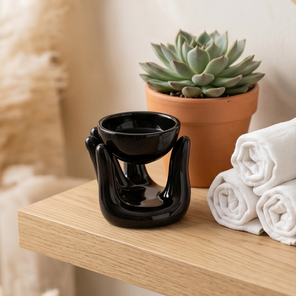 Aroma svečturis trauks “Roka” melnbalts – divi  veidi