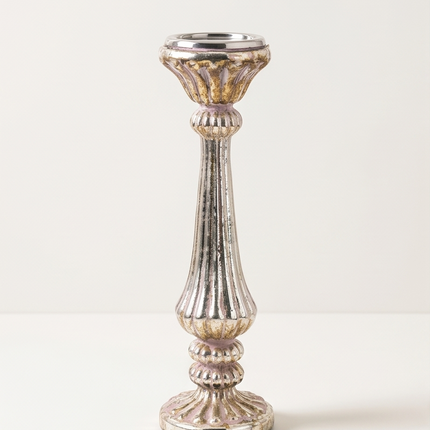 Augsts stikla svečturis ar vintage efektu – elegants interjera dekors (42 cm)