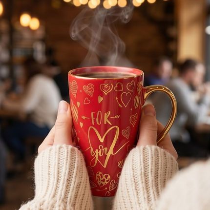 Porcelāna krūze “For You” ar zelta detaļām 450ml