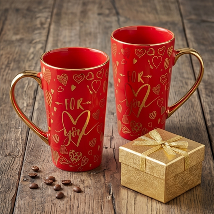 Porcelāna krūze “For You” ar zelta detaļām 450ml