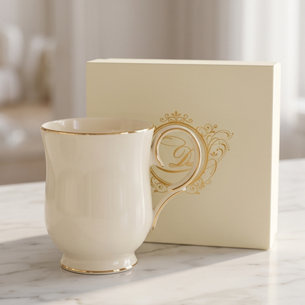 Porcelāna krūze ar zelta maliņu dāvanu kastē 400ml