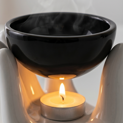 Aroma svečturis trauks “Roka” melnbalts – divi  veidi