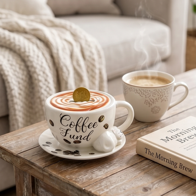 Krājkase “Coffee Fund” – keramiska kafijas krūze