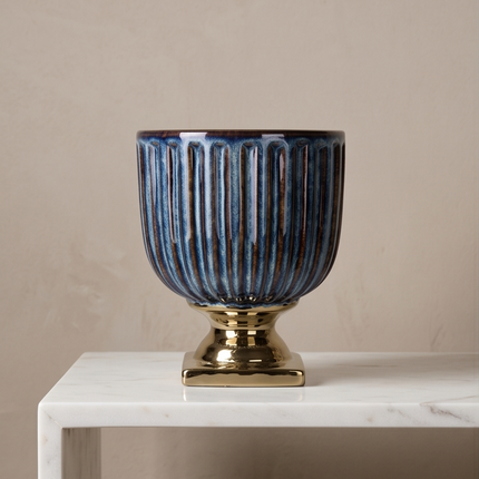 Puķu pods ar zelta pamatni – stoneware keramikas pods Ø 18,5 cm