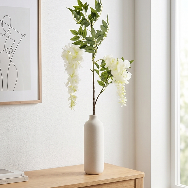 Mākslīgais glicīnijas zars baltā tonī 85cm