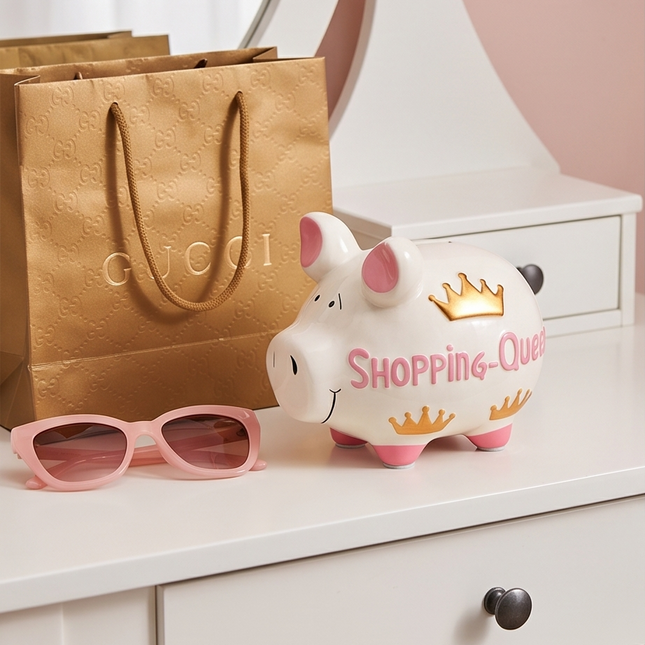 Keramikas krājkase – cūciņa “Shopping Queen”