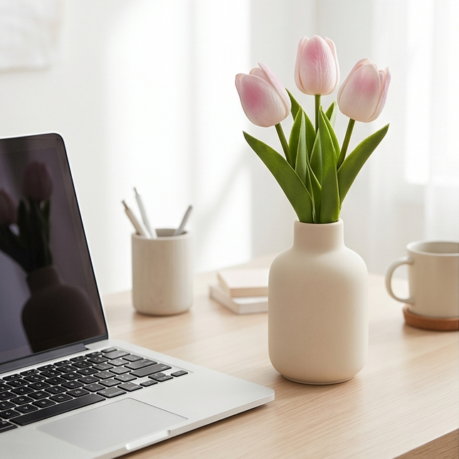 Mākslīgā tulpe maigi rozā tonī 33cm