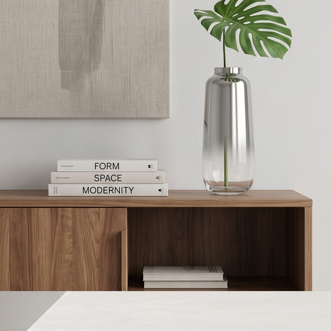 Stikla vāze ar sudraba dūmakainu ombres efektu – 40 cm