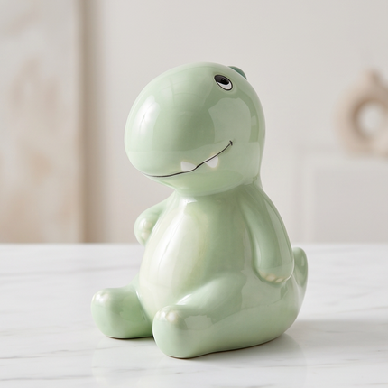 Krājkasīte “Dino” – zaļa keramikas naudas krājkaste