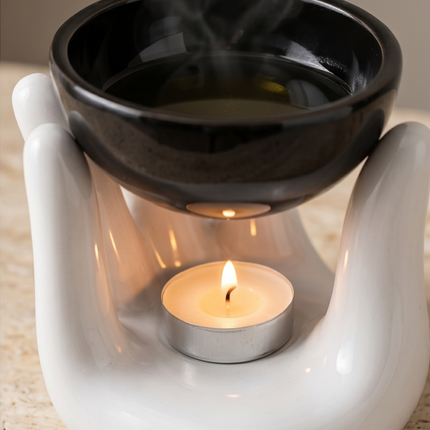 Aroma svečturis trauks “Roka” melnbalts – divi  veidi