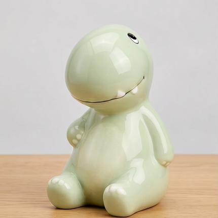 Krājkasīte “Dino” – zaļa keramikas naudas krājkaste