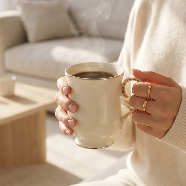 Porcelāna krūze ar zelta maliņu dāvanu kastē 400ml