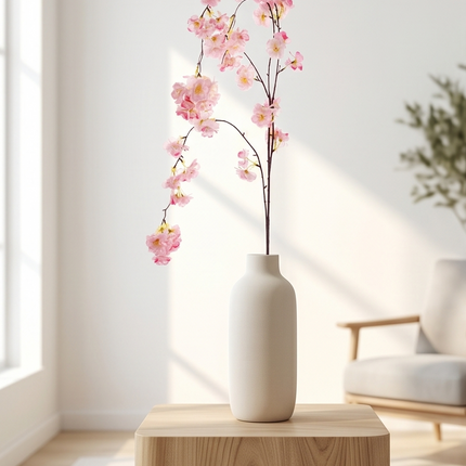 Mākslīgais ķiršu ziedu zars rozā tonī 103cm