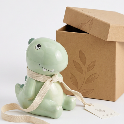 Krājkasīte “Dino” – zaļa keramikas naudas krājkaste