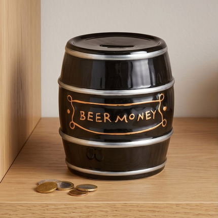 Keramikas krājkasīte “Beer Money” – melna alus muca