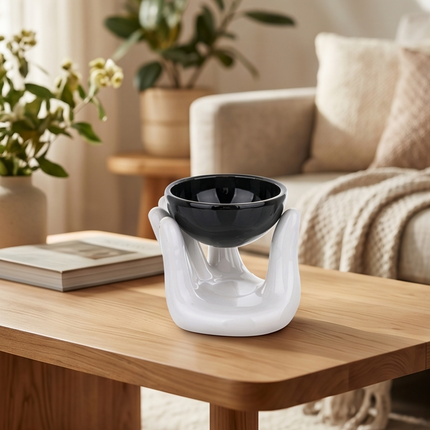 Aroma svečturis trauks “Roka” melnbalts – divi  veidi