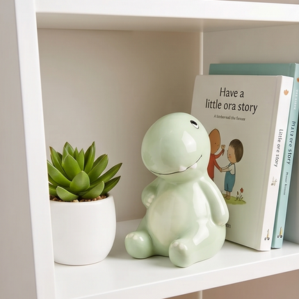 Krājkasīte “Dino” – zaļa keramikas naudas krājkaste