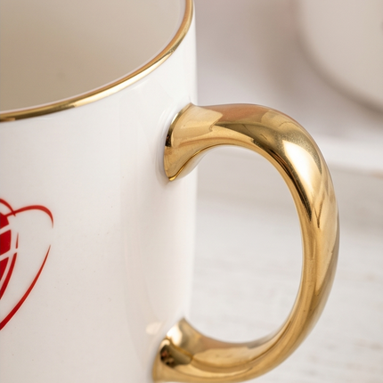 Porcelāna krūze “You ♥ Me” ar zelta rokturi
