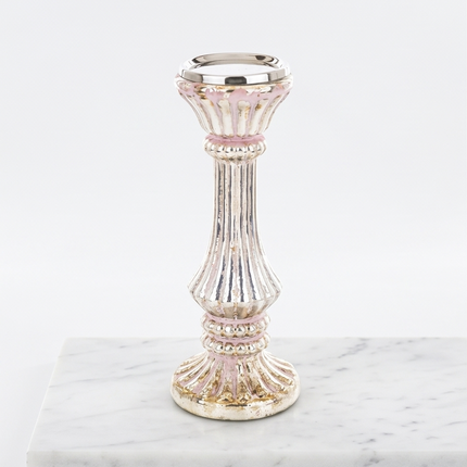 Stikla svečturis ar vintage efektu – elegants interjera dekors (31 cm)