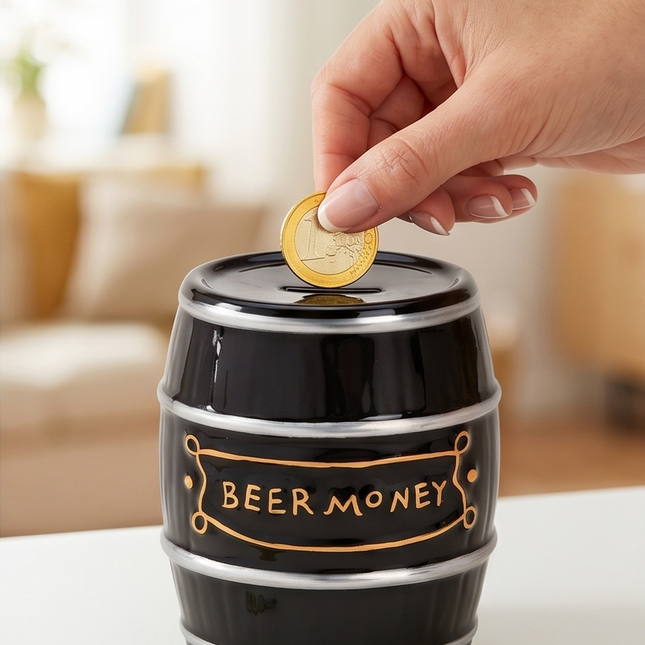 Keramikas krājkasīte “Beer Money” – melna alus muca